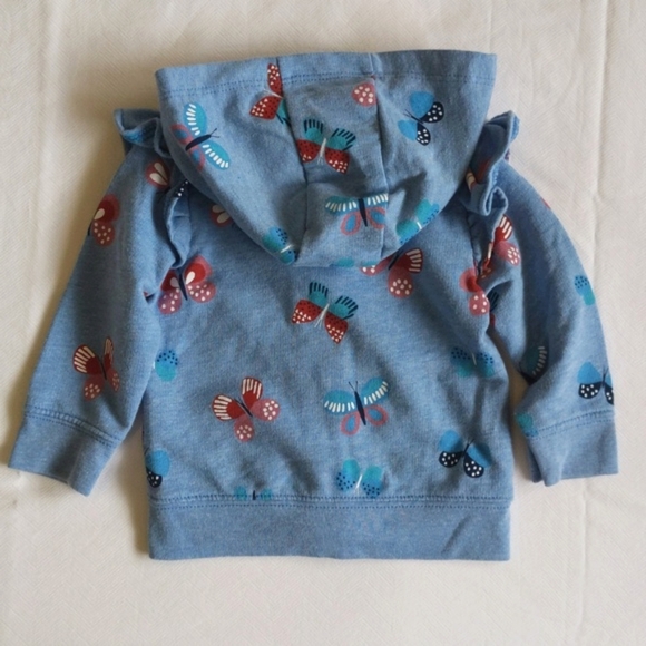 carter's blue butterfly ruffle zip-up hoodie sweatshirt 6 months baby girl - Picture 7 of 7